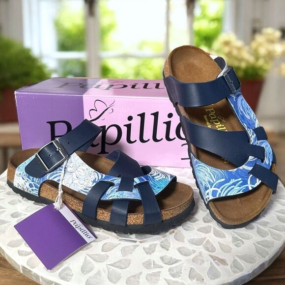 Birkenstock Papillio Pisa Slip-On Sandals Chrysanthemum Blu lEU 36 US 5 New in B - Picture 1 of 13